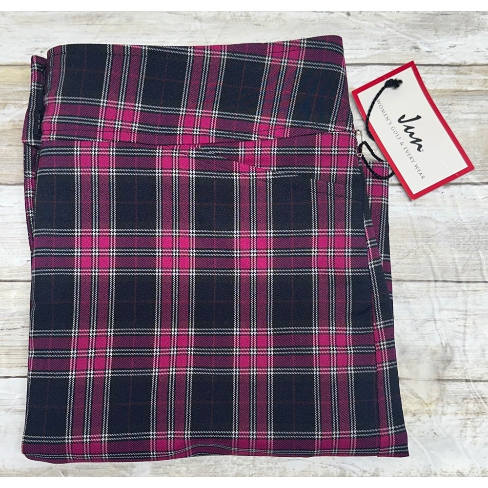Jun Womens Golf Skort Size 6 Pink Black Plaid Checkered Athletic Mini Skirt NWT